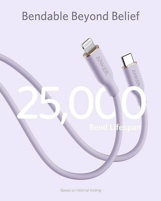 Anker Bangladesh PowerLine III Flow USB-C to Lightning - Purple MFI Certified Cable Anker Bangladesh PowerLine III Flow USB-C to Lightning - Purple MFI Certified Cable. anker charger